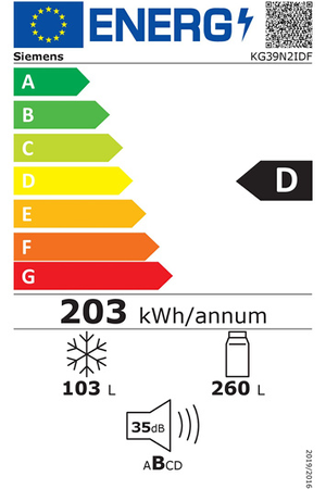 Réfrigérateur congélateur en bas Siemens KG39N2IDF HYPERFRESH