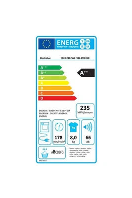 Sèche-linge Electrolux pompe à chaleur blanc EDHF2812WC