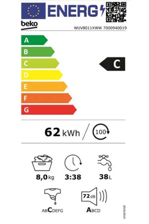 Lave-linge hublot BEKO WUV8011XWW