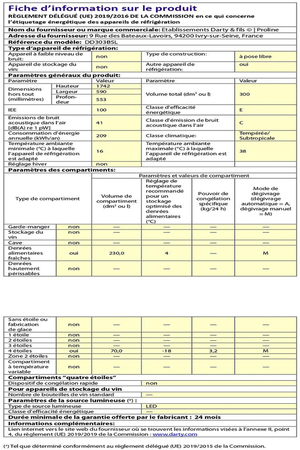 Réfrigérateur congélateur en haut Proline DD303BSL