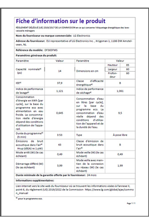 Lave-vaisselle Lg DF365FMS