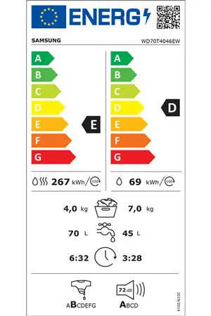 Lave-linge séchant Samsung WD70T4046EW