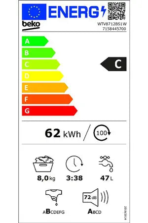 Lave-linge hublot Beko WTV8712BS1W