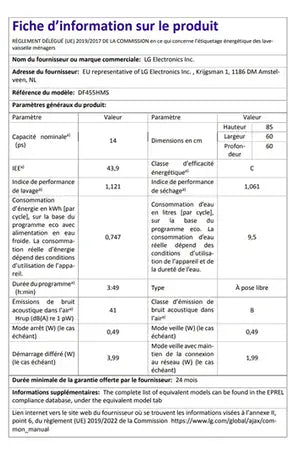 Lave-vaisselle Lg DF455HMS