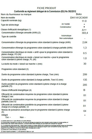 Sèche-linge BEKO DH11412CX0W