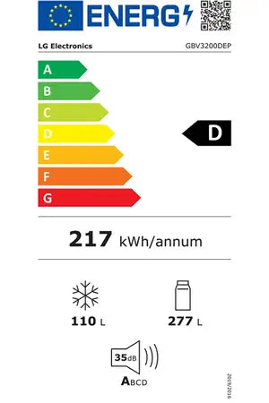 Réfrigérateur congélateur en bas Lg GBV3200DEP