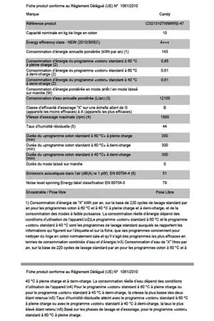 Lave-linge hublot Candy CSS1510TWMRRE