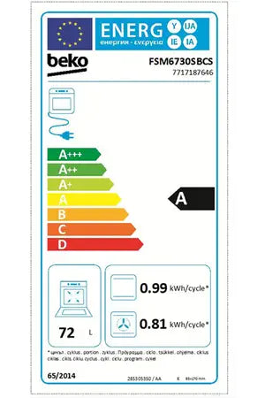 Cuisinière vitrocéramique Beko FSM6730SBCS vapeur