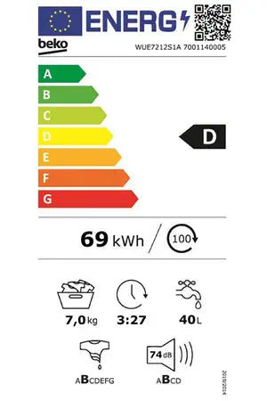 Lave-linge hublot Beko WUE7212S1A