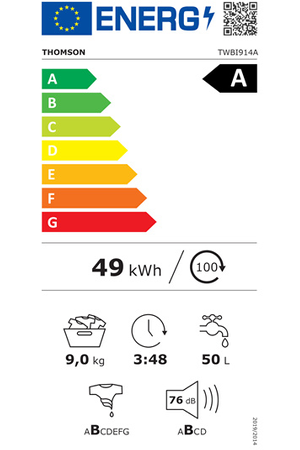 Lave-linge hublot THOMSON TWBI914A ENCASTRABLE