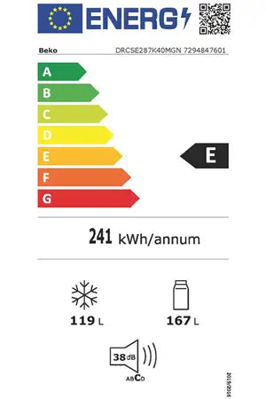 Réfrigérateur congélateur en bas Beko DRCSE287K40MGN