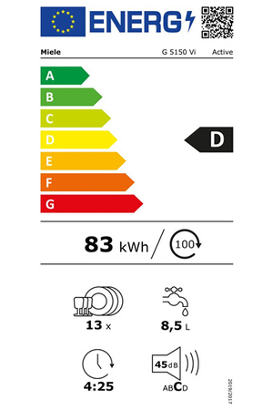 Lave-vaisselle Miele G 5150 VI - ENCASTRABLE 60 CM