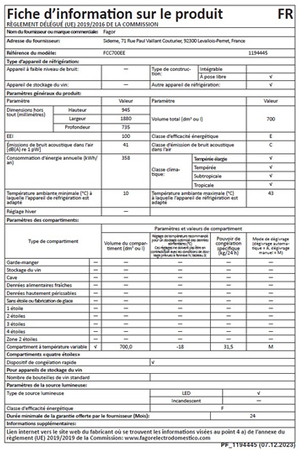 Congélateur coffre Fagor FCC700EE