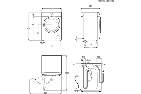 Lave-linge séchant ELECTROLUX EW7IW2856BG