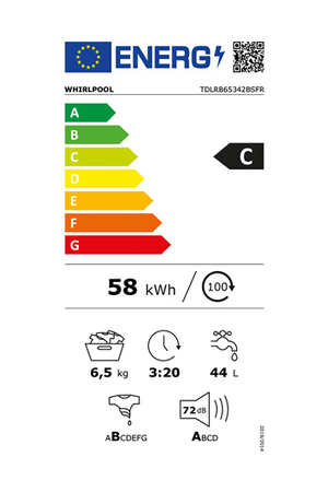 Lave-linge top WHIRLPOOL TDLRB65342BSFR