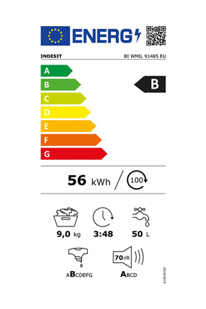 Lave-linge hublot INDESIT BIWMIL91485EU - ENCASTRABLE 60 CM