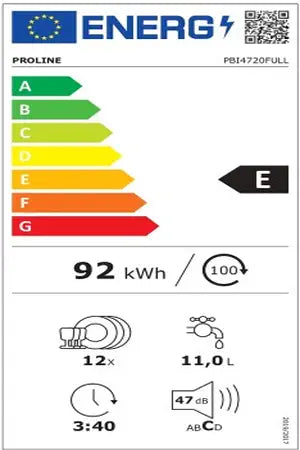 Lave-vaisselle Proline PBI4720FULL - ENCASTRABLE 60CM