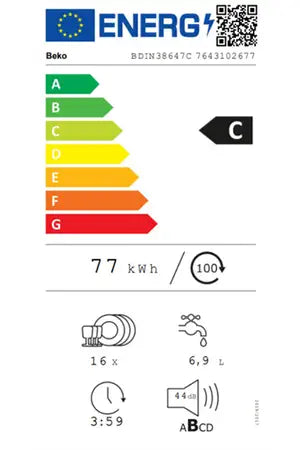 Lave-vaisselle Beko BDIN38647C - SAVE WATER - ENCASTRABLE 60 CM