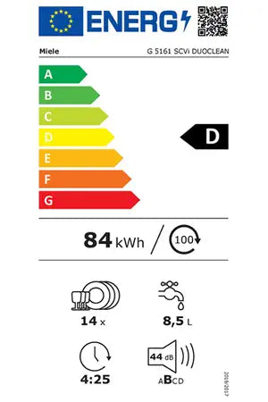 Lave-vaisselle Miele G 5161 SCVI DUOCLEAN - ENCASTRABLE 60 CM