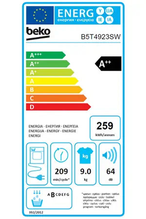 Sèche-linge Beko B5T4923SW