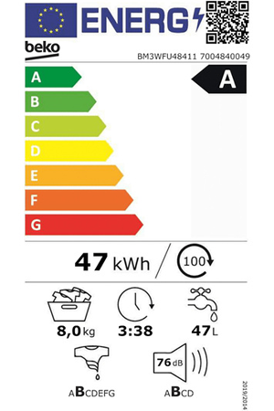 Lave-linge hublot BEKO BM34WFU48411 - ENERGYSPIN